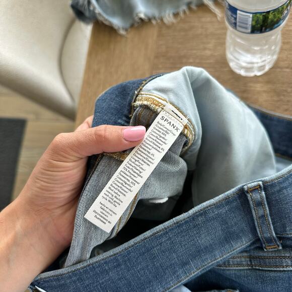 Spanx Denim Patch Pockets High Rise Cropped Wide Leg Jeans Blue XL NWT - Picture 10 of 10